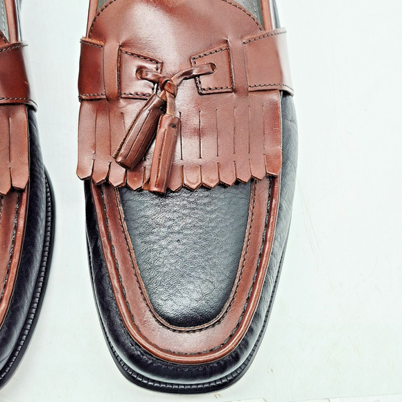 Florsheim Men\'s 9.5 D Two Tone Black & Brown Leather Kiltie Tassel Loafers Shoes main image 5